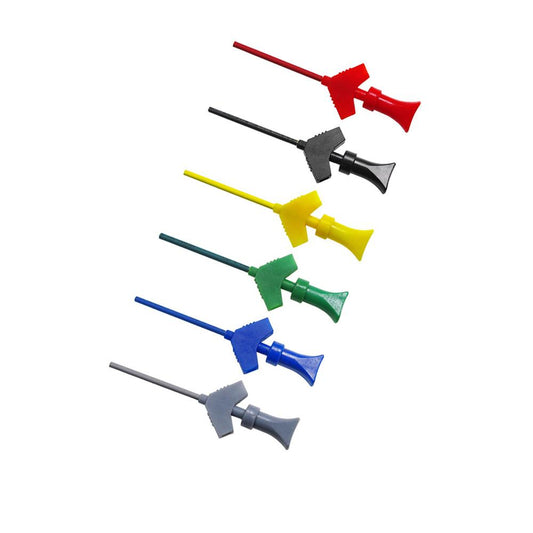 Cleqee 6x farbige SMD IC Test Haken Hook Clip Mini Grabbers Prüfspitze Dupont