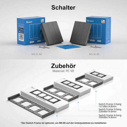 SONOFF M5 SwitchMan 1/2/3 Kanal WiFi mechanischer Wand Schalter Tasmota 15