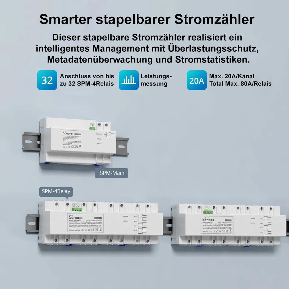 Sonoff SPM WiFi & LAN Smart stapelbarer Stromzähler Power Meter Tasmota 15