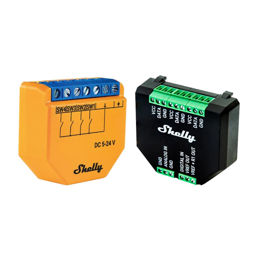 Shelly Plus i4DC 4 Kanal Smart Steuergerät opt. Plus Addon & DS18B20 Temp Sensor