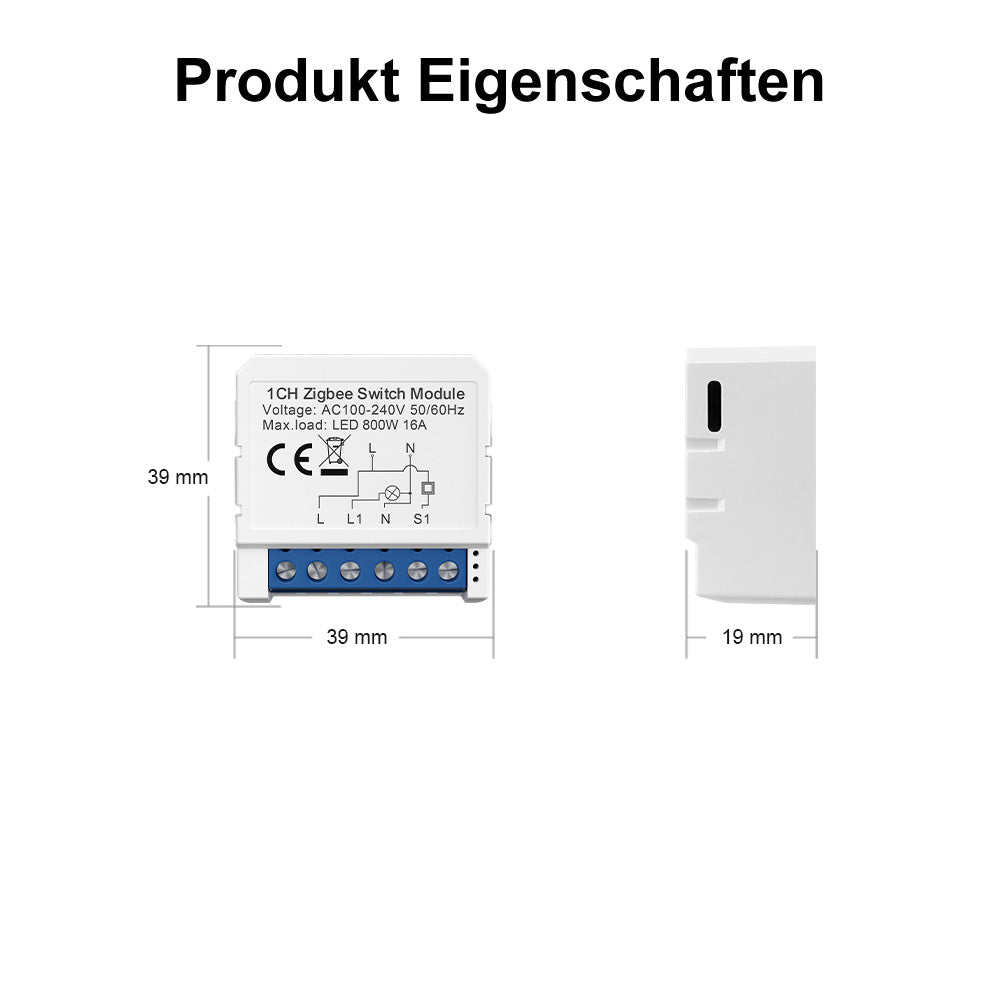 AVATTO ZWSM16-W1 ZigBee 3.0 1 Kanal 1CH Smart Switch Modul Lichtschalter TUYA
