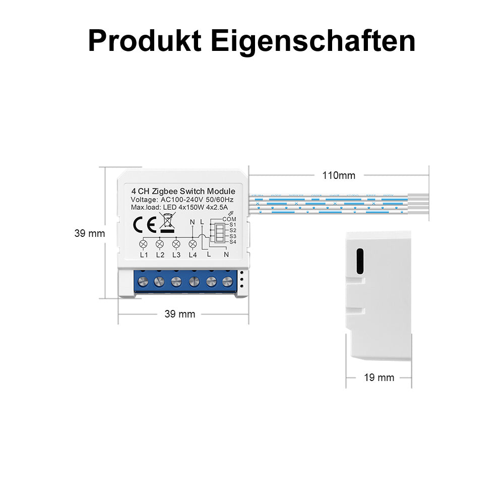 AVATTO ZWSM16-W3 ZigBee 3.0 3 Kanal 3CH Smart Switch Modul Lichtschalter TUYA