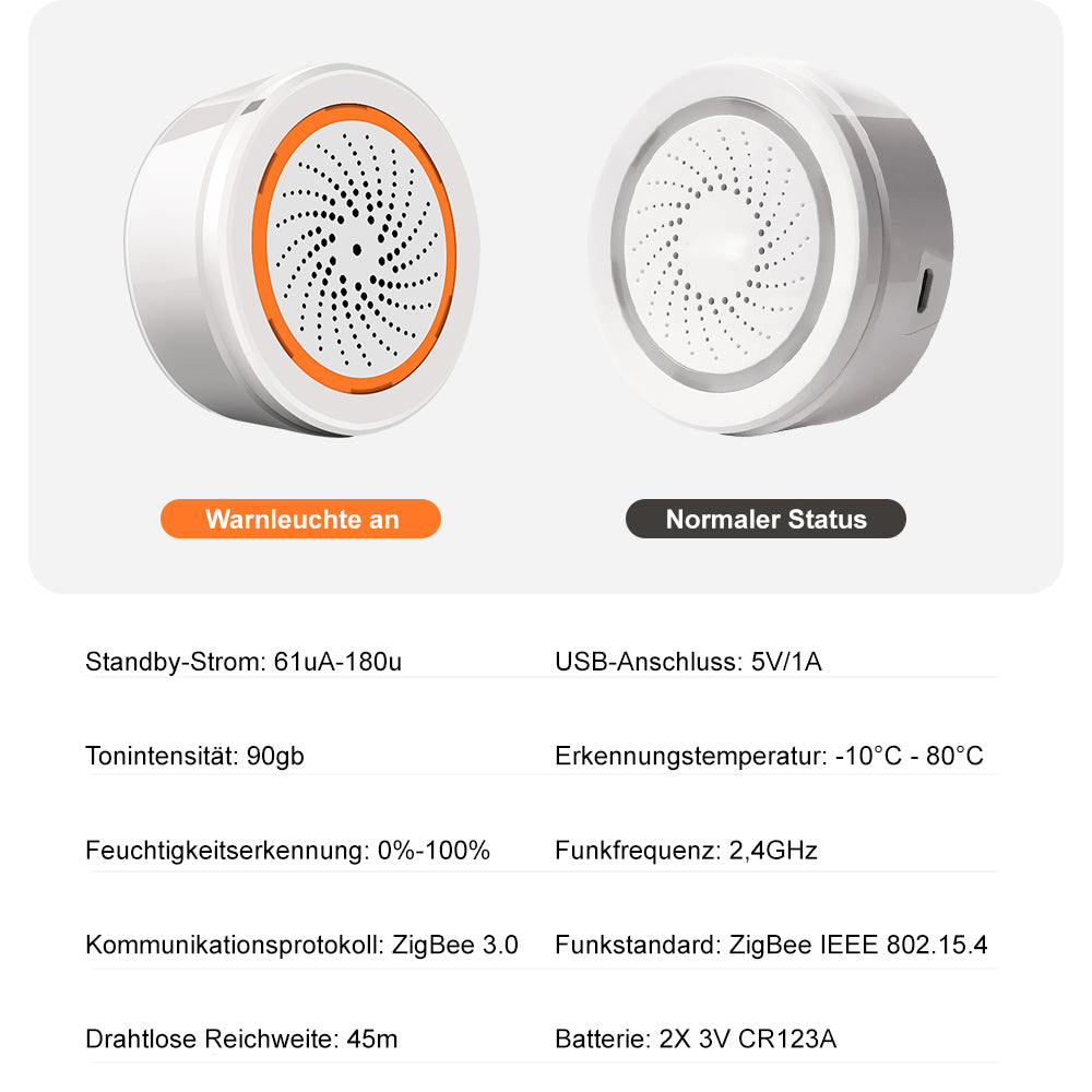 NEO NAS-AB02B ZigBee 3.0 Smart Alarm Sirene 90 dB, TUYA, ZIGBEE2MQTT, ZHA