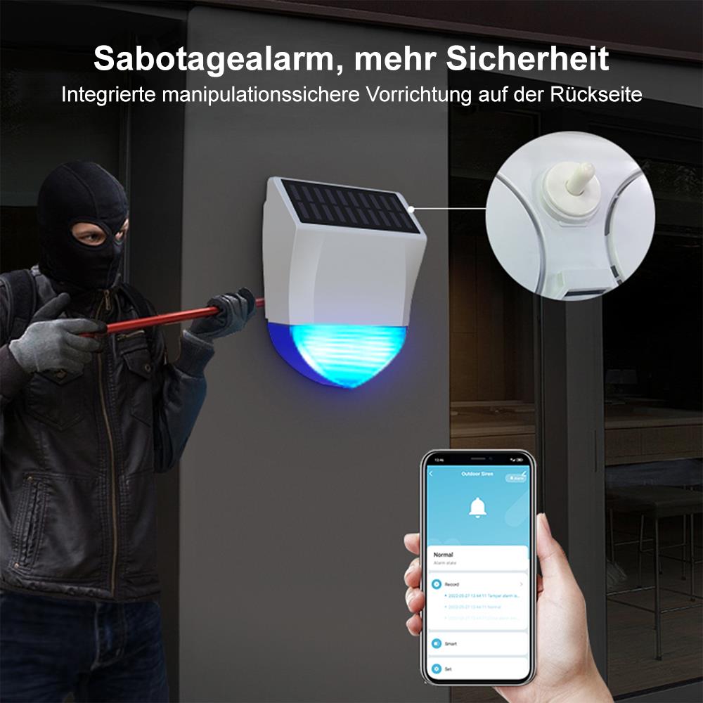 NEO NAS-AB06B ZigBee 3.0 Outdoor Solar Smart Alarm Sirene IPX5 95dB, Z2MQTT, ZHA