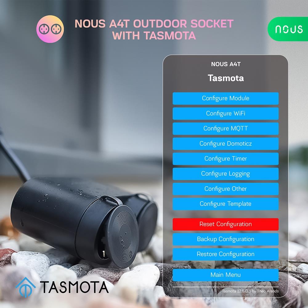 Nous A4T WiFi IP44 Dual Outdoor Smart Socket 16A Stromverbrauchsmessung Tasmota