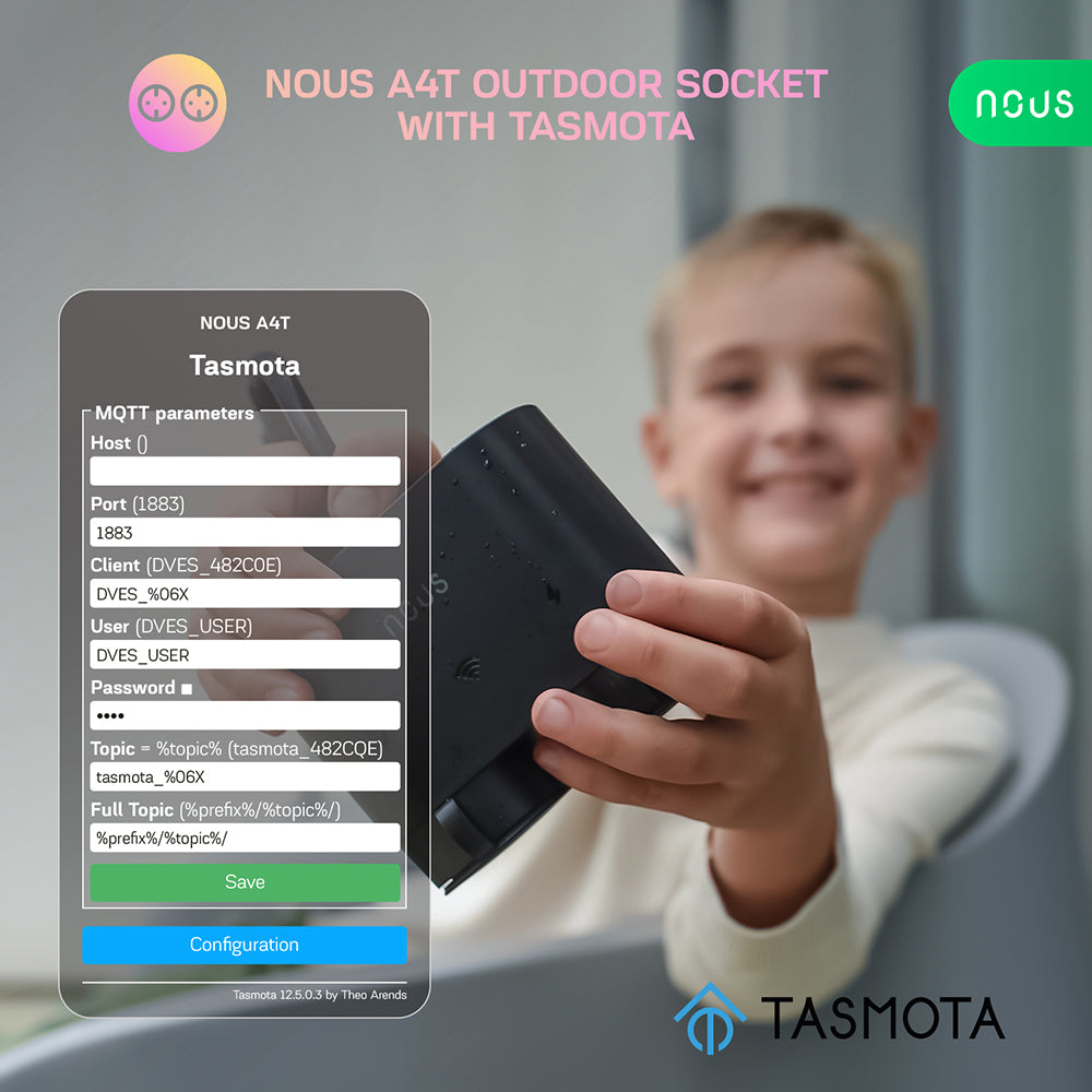 Nous A4T WiFi IP44 Dual Outdoor Smart Socket 16A Stromverbrauchsmessung Tasmota