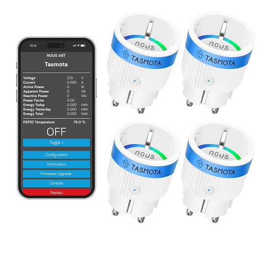 4X Nous A8T 10A WiFi Matter Smart Socket Stromzähler Tasmota - opt. calibrated