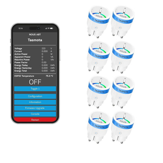 8X Nous A8T 10A WiFi Matter Smart Socket Stromzähler Tasmota - opt. calibrated