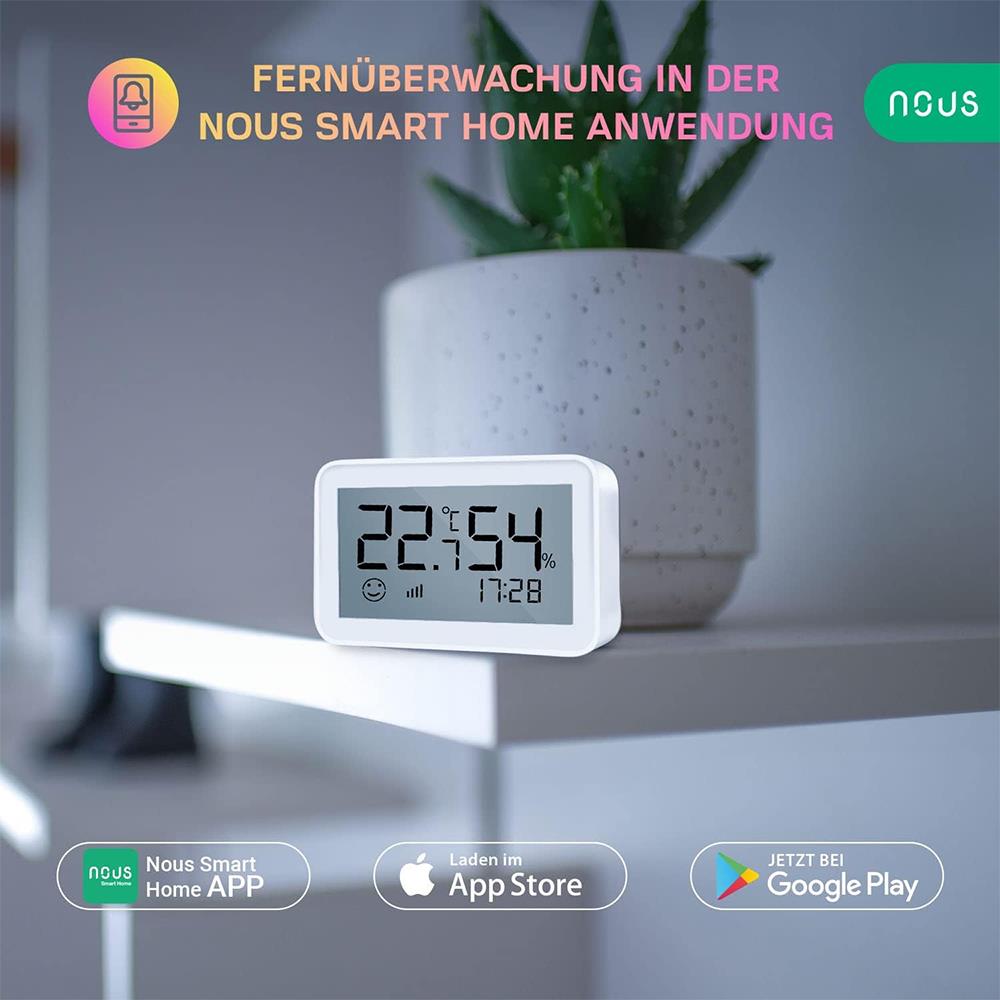 NOUS E6 Zigbee 3.0 Smart Temperatur Sensor Hygrometer LCD MQTT ZigBee2MQTT ZHA