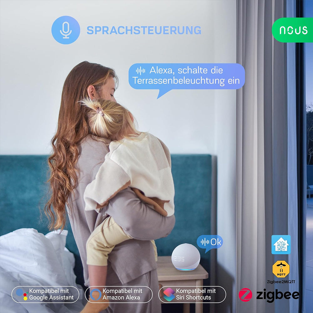 Nous A6Z Zigbee IP44 Outdoor Smart Steckdose 16A Verbrauchsmessung ZHA 2MQTT