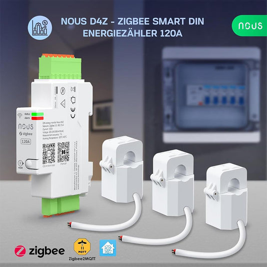 Nous D4Z Zigbee Smart DIN 120A 3 Phasen Energiemonitor Bidirektional Z2MQTT PV