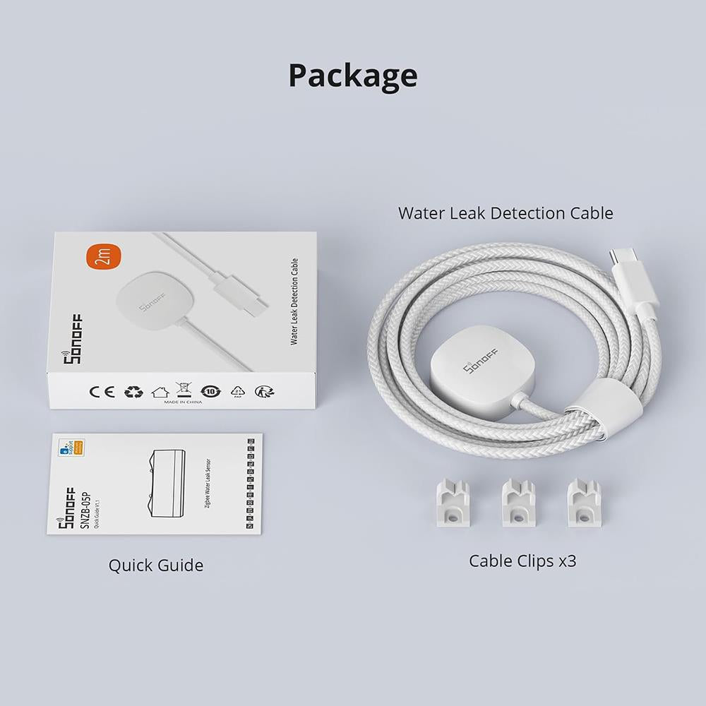 Sonoff WLDC200 Wasserleck Sensor Water Leak Kabel Erweiterung für SNZB-05P 2m