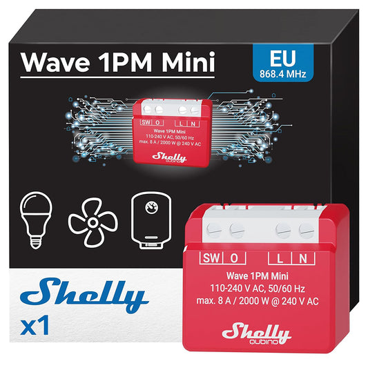Shelly Wave 1PM MINI 1 Kanal Smart Switch mit Energiemessung 8A 240V AC Z-WAVE