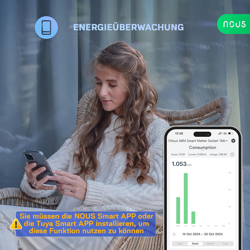 4X Nous A8M 16A 3840W Verbrauchsmessung Matter Smart Socket - Alexa - Google