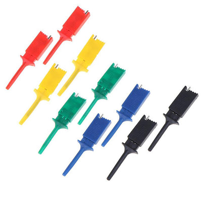 10x Bunte Test Haken Hook Clip Mini Grabbers SMD Logic IC Prüfspitze Dupont