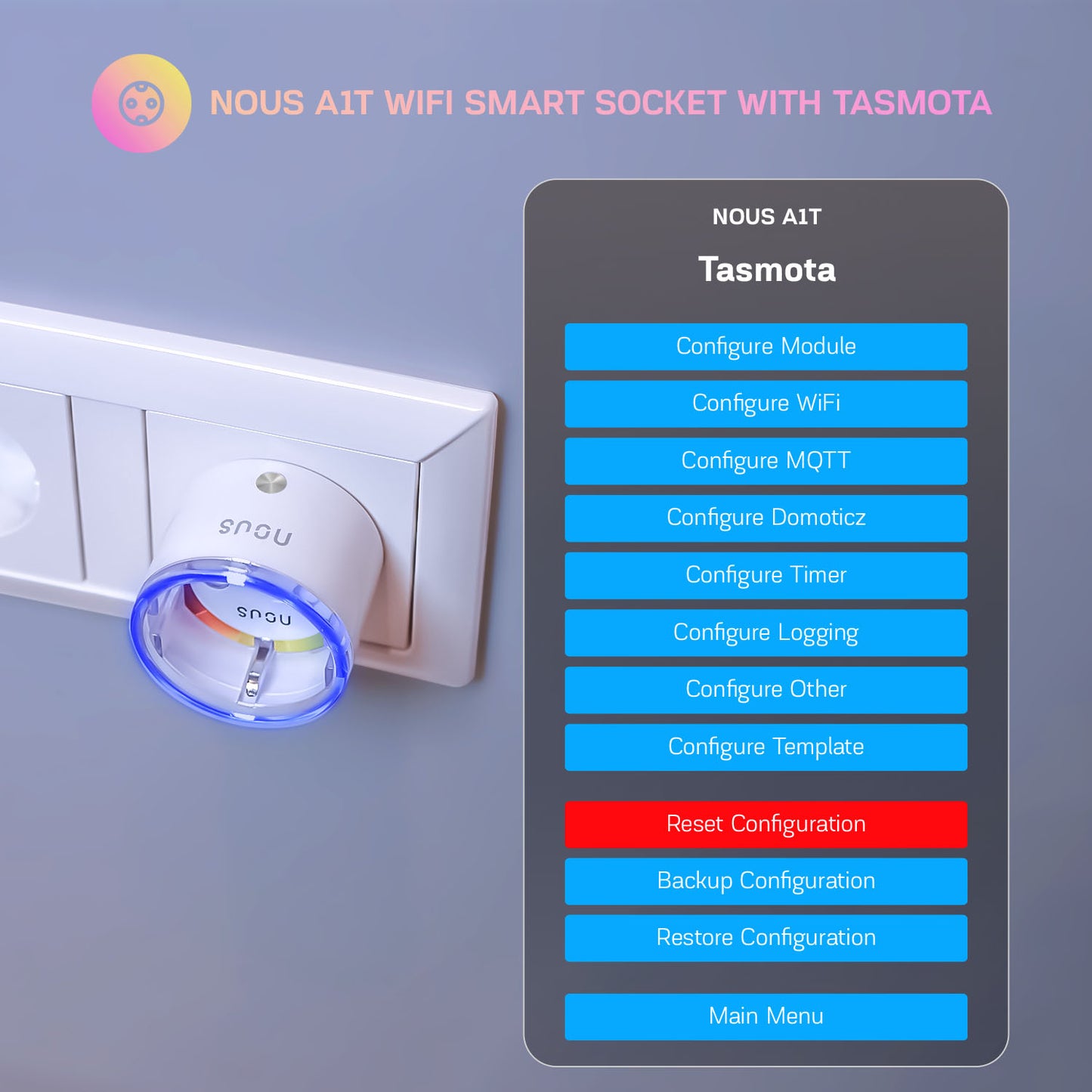 4X Nous A1T 10A 2500W Verbrauchsmessung WiFi Smart Socket Tasmota preinstalled