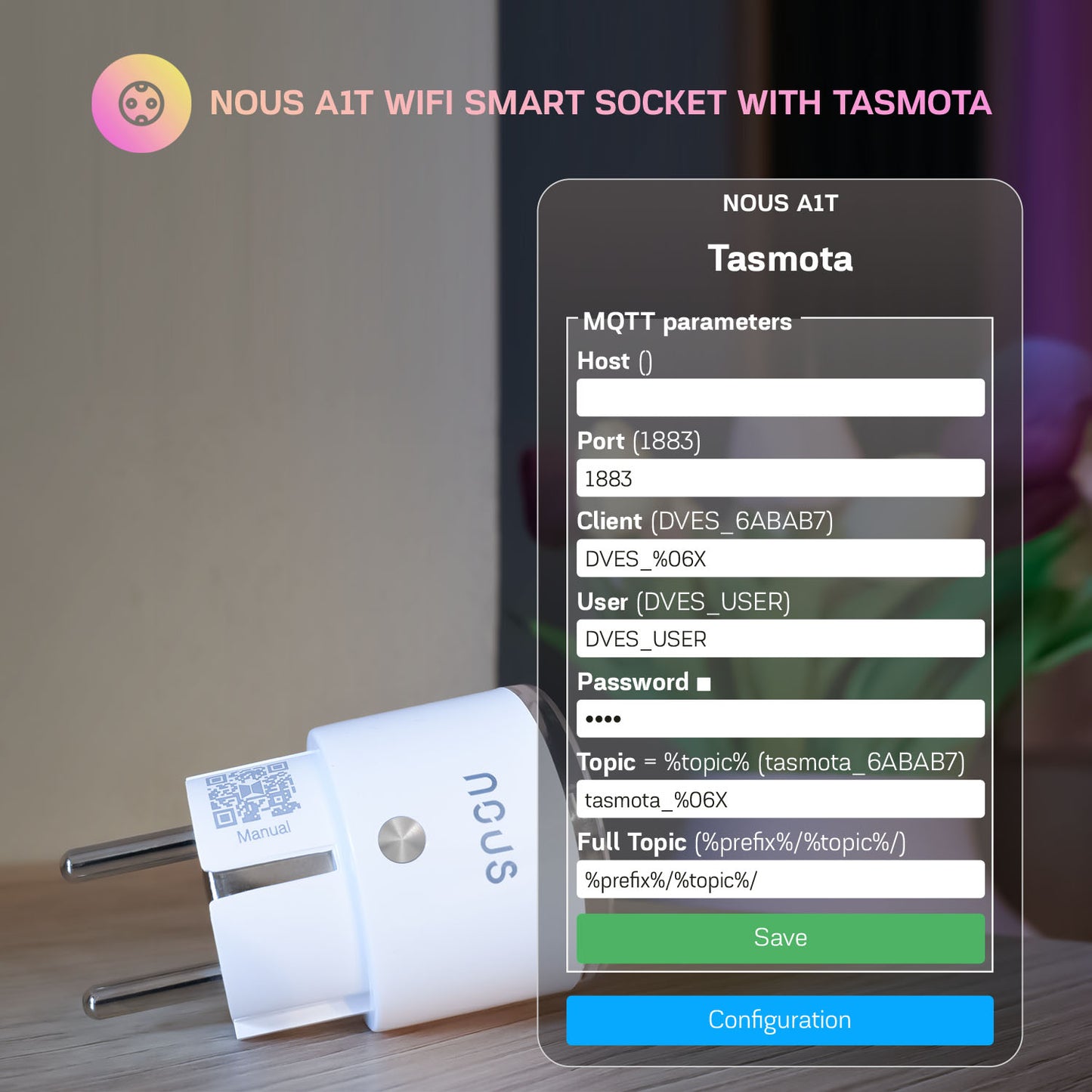 4X Nous A1T 10A 2500W Verbrauchsmessung WiFi Smart Socket Tasmota preinstalled