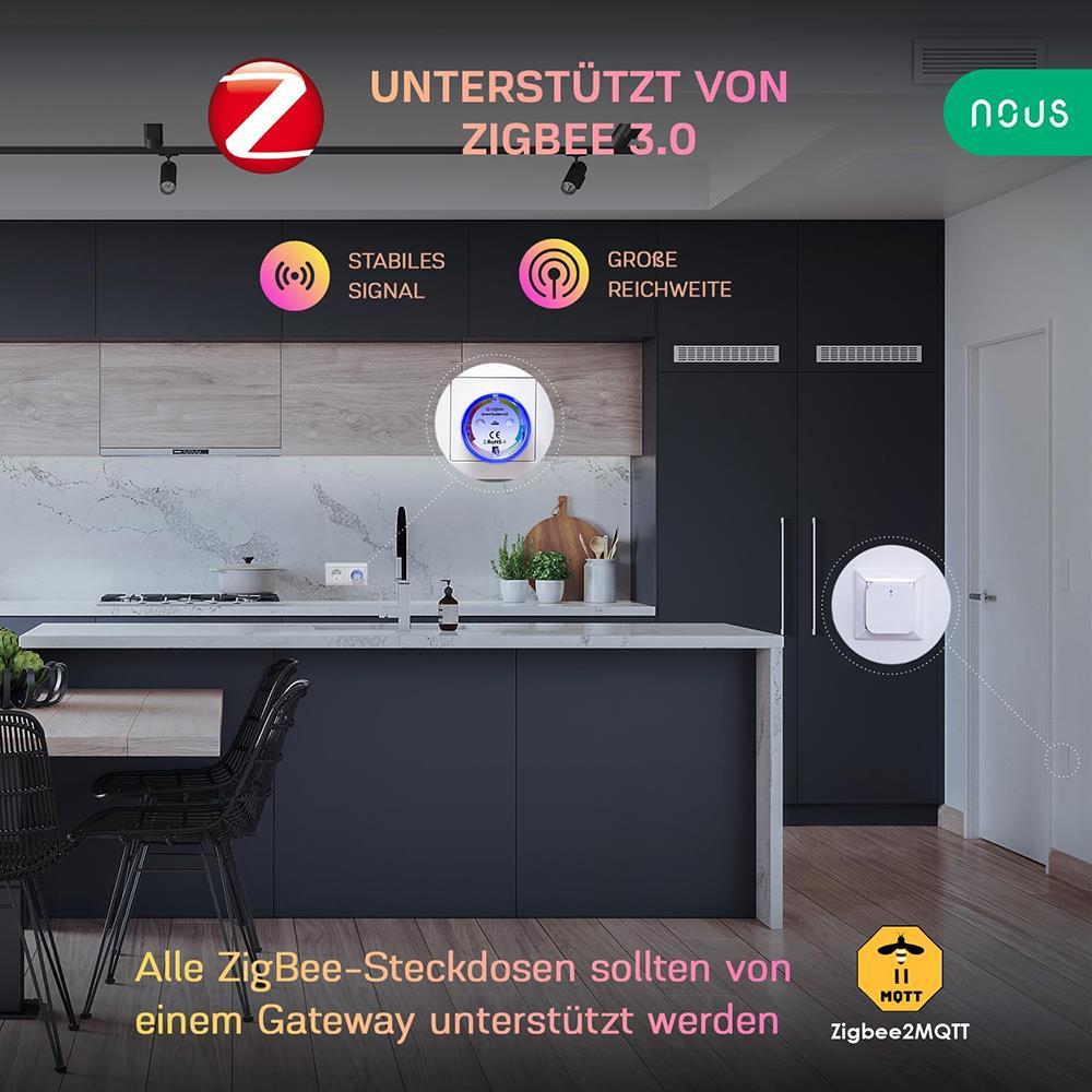 4X Nous A1Z 10A 2500W Verbrauchsmessung ZigBee 3.0 Smart Socket - Alexa - Google