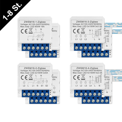 1-8X AVATTO ZWSM16 ZigBee 3.0 1-4 Kanal Smart Switch Modul Lichtschalter TUYA
