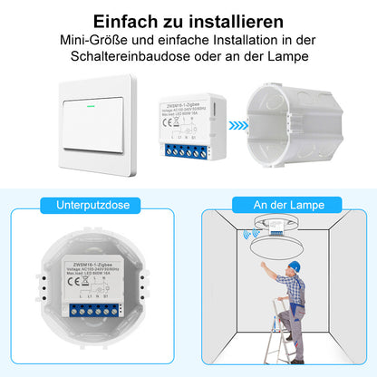 1-8X AVATTO ZWSM16 ZigBee 3.0 1-4 Kanal Smart Switch Modul Lichtschalter TUYA