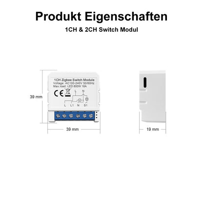 1-8X AVATTO ZWSM16 ZigBee 3.0 1-4 Kanal Smart Switch Modul Lichtschalter TUYA