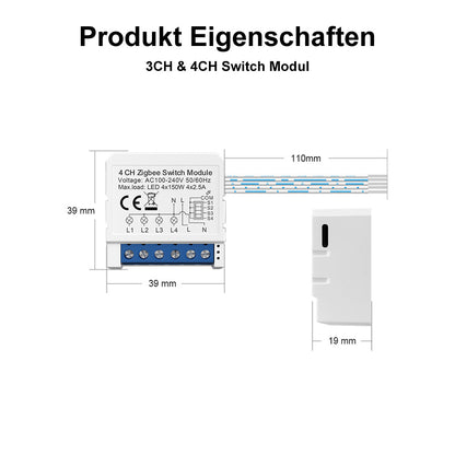 1-8X AVATTO ZWSM16 ZigBee 3.0 1-4 Kanal Smart Switch Modul Lichtschalter TUYA