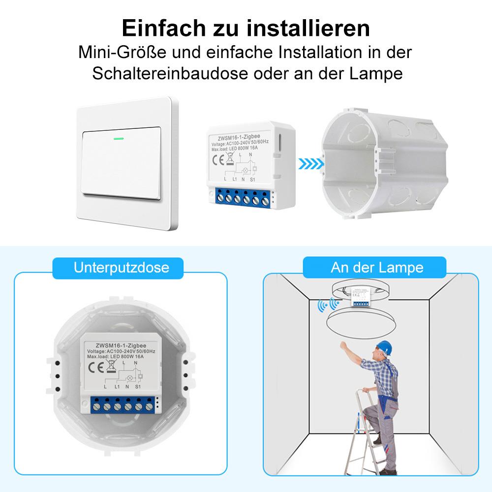 AVATTO ZWSM16-W3 ZigBee 3.0 3 Kanal 3CH Smart Switch Modul Lichtschalter TUYA