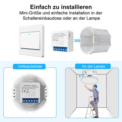 AVATTO ZWSM16-W3 ZigBee 3.0 3 Kanal 3CH Smart Switch Modul Lichtschalter TUYA