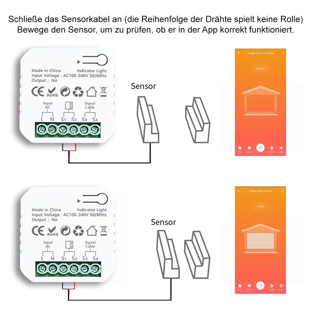 Tuya Zigbee Smart Garagentoröffner Türöffner Kontakt mit Sensor Alexa Google