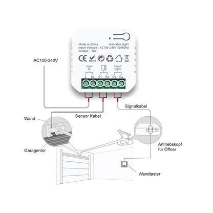 Tuya Zigbee Smart Garagentoröffner Türöffner Kontakt mit Sensor Alexa Google