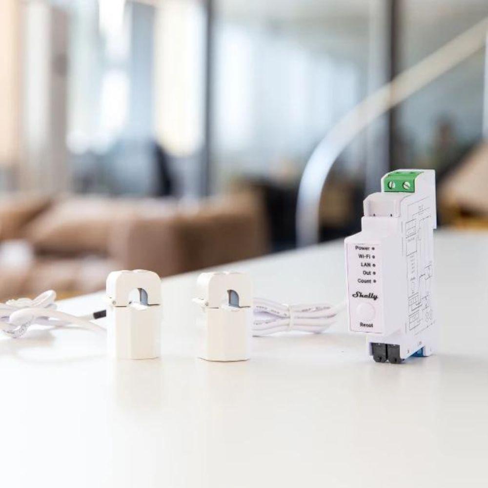 Shelly Pro EM-50 WiFi Relais Stromzähler 1-Phase 2x 50A + 2 Klemmen Messfunktion