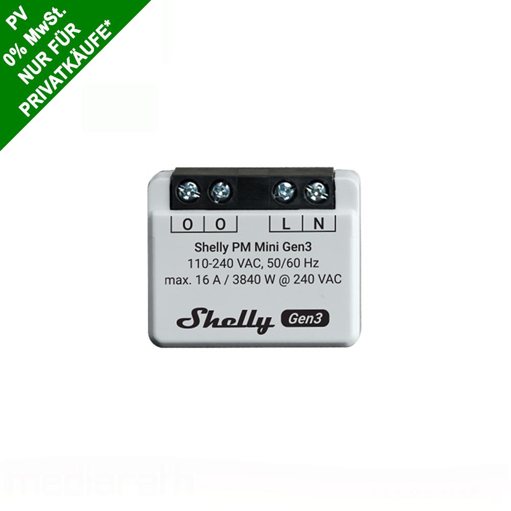 Shelly Plus PM Mini Gen3 16A AC Energieeinspeisung WiFi PowerMeter Tasmota 15 PV