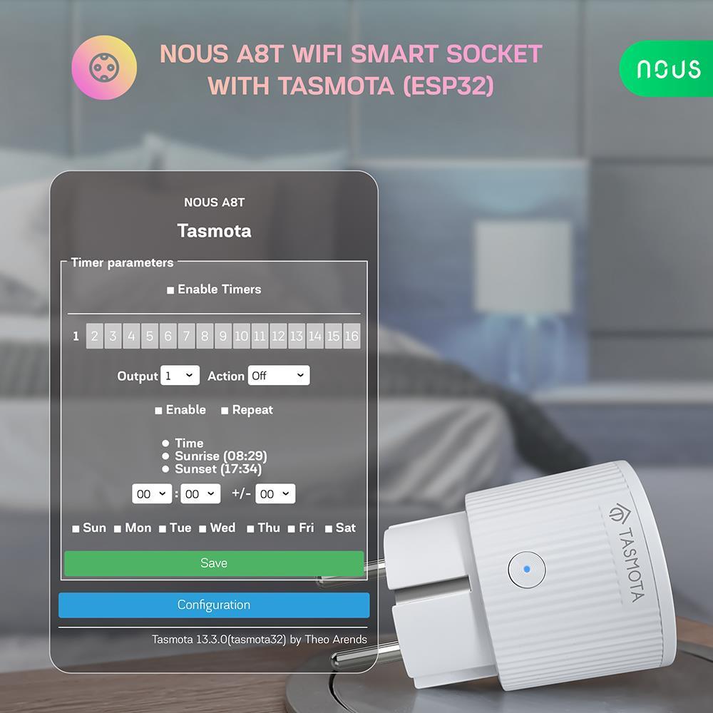 8X Nous A8T 10A WiFi Matter Smart Socket Stromzähler Tasmota - opt. calibrated