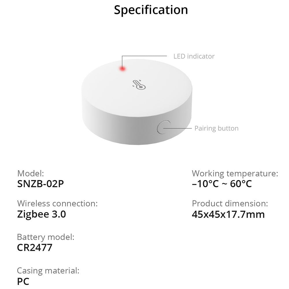 Sonoff SNZB-02P ZigBee 3.0 Smart Temperature Humidity Temperatur Feuchte Sensor