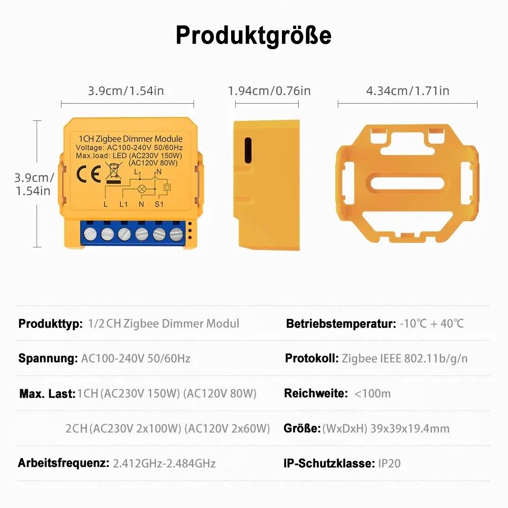 Avatto ZDMS16-1 ZigBee 3.0 1 Kanal 1CH Smart Lichtschalter Dimmer Modul TUYA