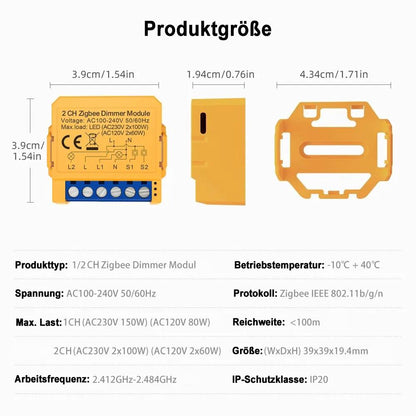Avatto ZDMS16-2 ZigBee 3.0 2 Kanal 2CH Smart Lichtschalter Dimmer Modul TUYA