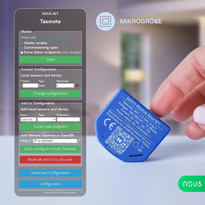NOUS B1T WiFi Smart Switch 1 Kanal 1 Channel AC - 12V DC no PM ESP32 Tasmota
