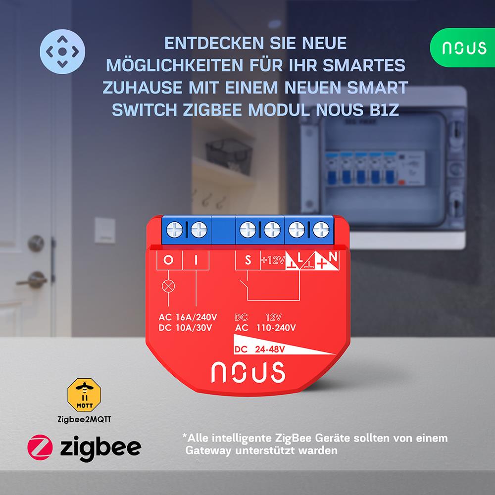 NOUS B1Z Zigbee 3.0 Smart Switch 1 Kanal 1 Channel AC - DC no PM