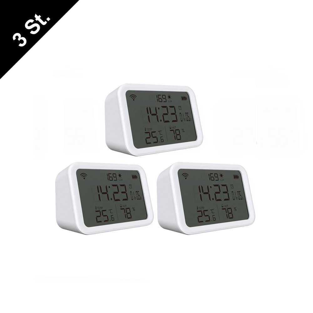 NEO NAS-CW01W TW WiFi 4in1 Wecker Helligkeit Temperatur Feuchtigkeitssensor Tuya