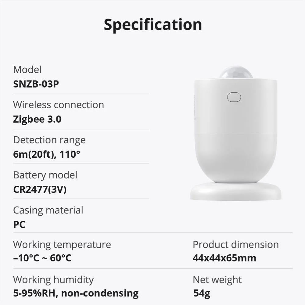 Sonoff SNZB-03P ZigBee 3.0 Smart Bewegungs Motion Sensor Alarm Detect