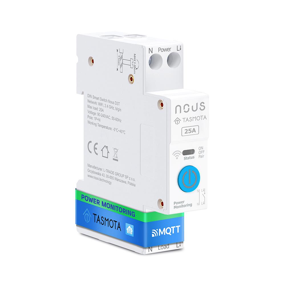Nous D1T 16A WiFi DIN Smart Switch Verbrauchsmessung ESP32 Matter MQTT Tasmota
