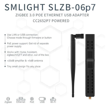 SMLIGHT SLZB-06p7 Zigbee PoE USB Wi-Fi Adapter Zigbee2MQTT ZHA Thread CC2652P7