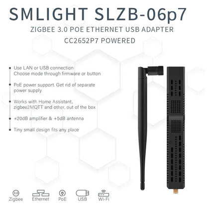 SMLIGHT SLZB-06p7 Zigbee PoE USB Wi-Fi Adapter Zigbee2MQTT ZHA Thread CC2652P7