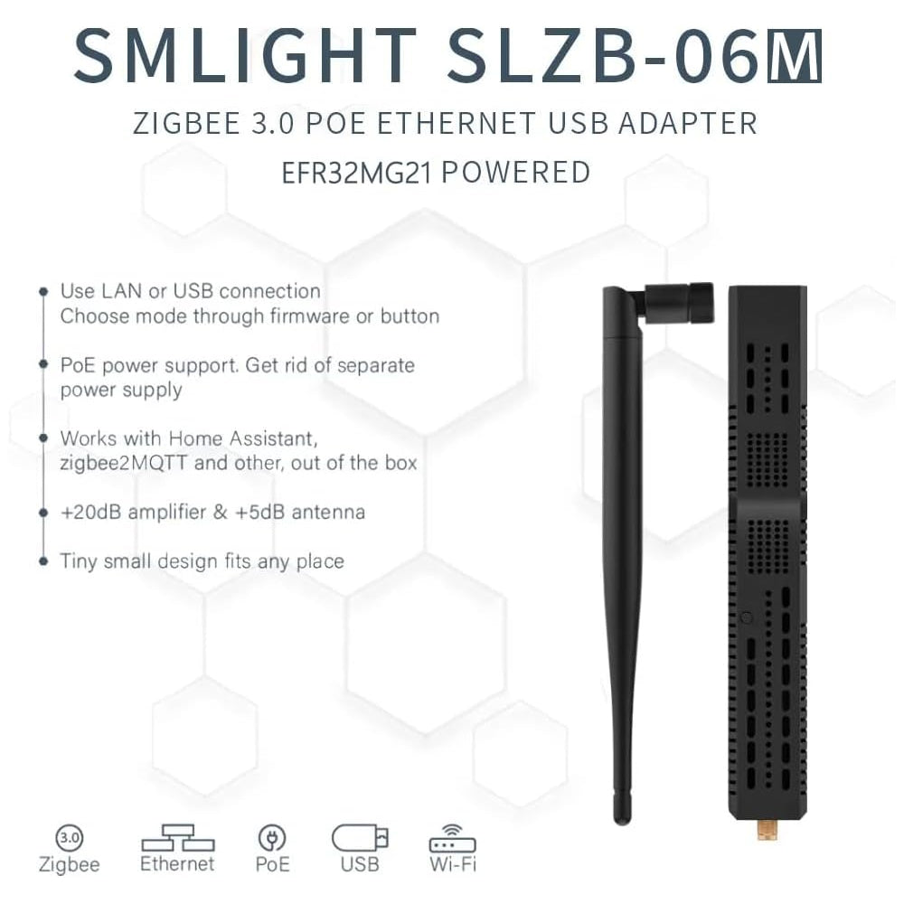 SMLIGHT SLZB-06MU Zigbee LAN PoE USB Wi-Fi Adapter Z2MQTT ZHA Thread EFR32MG21