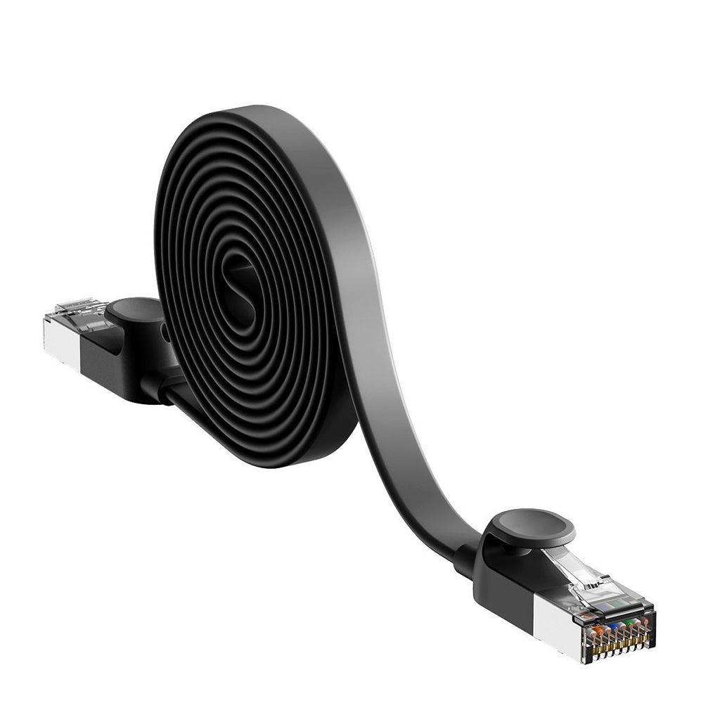Baseus Cat 6 UTP LAN Ethernet RJ45 Kabel Cable Flach Flat schwarz black 1m