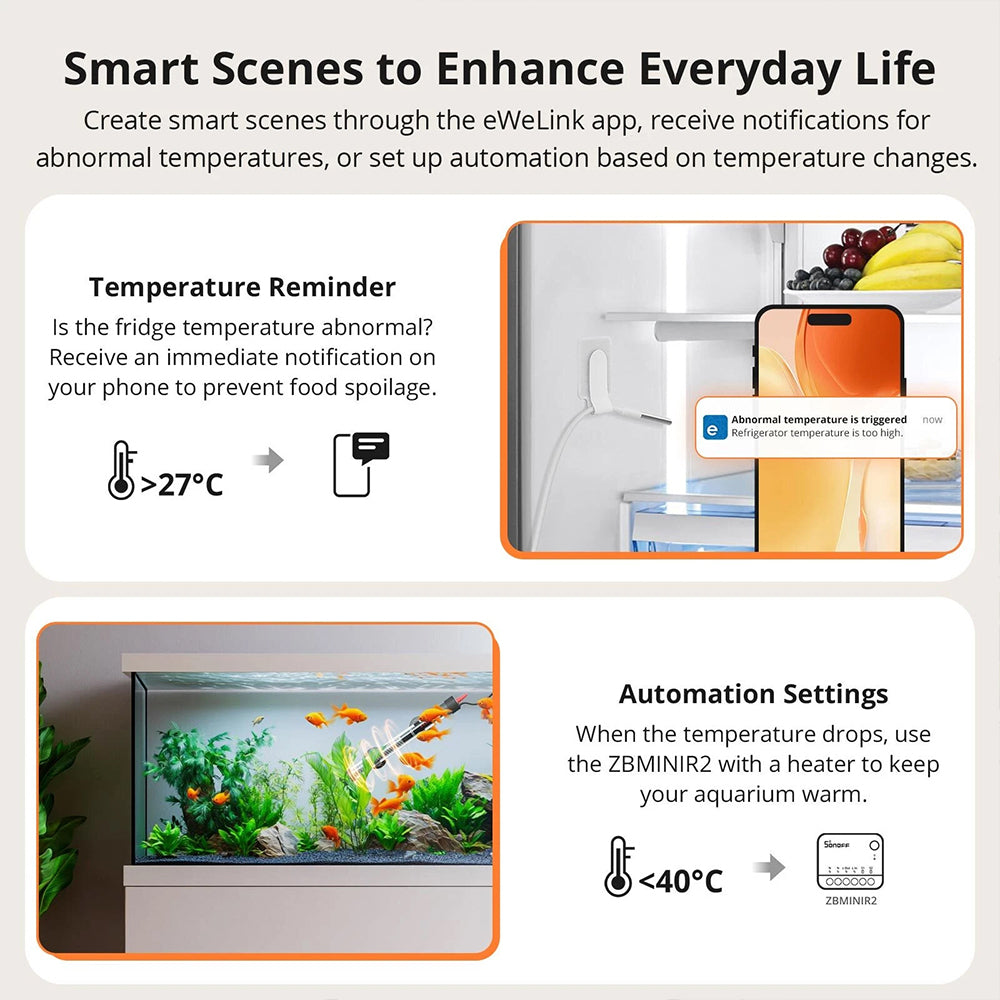 Sonoff SNZB-02LD ZIGBEE 3.0 IP65 LCD Display Thermometer mit Temperaturfühler