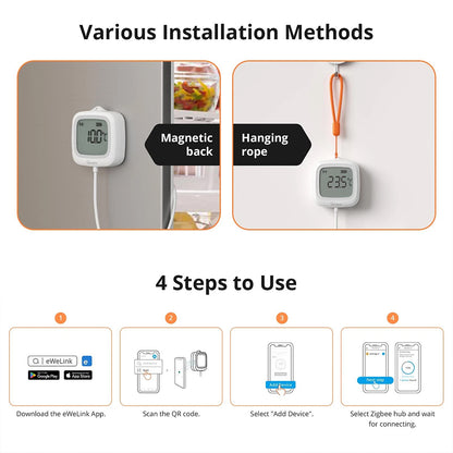 Sonoff SNZB-02LD ZIGBEE 3.0 IP65 LCD Display Thermometer mit Temperaturfühler - B-Ware