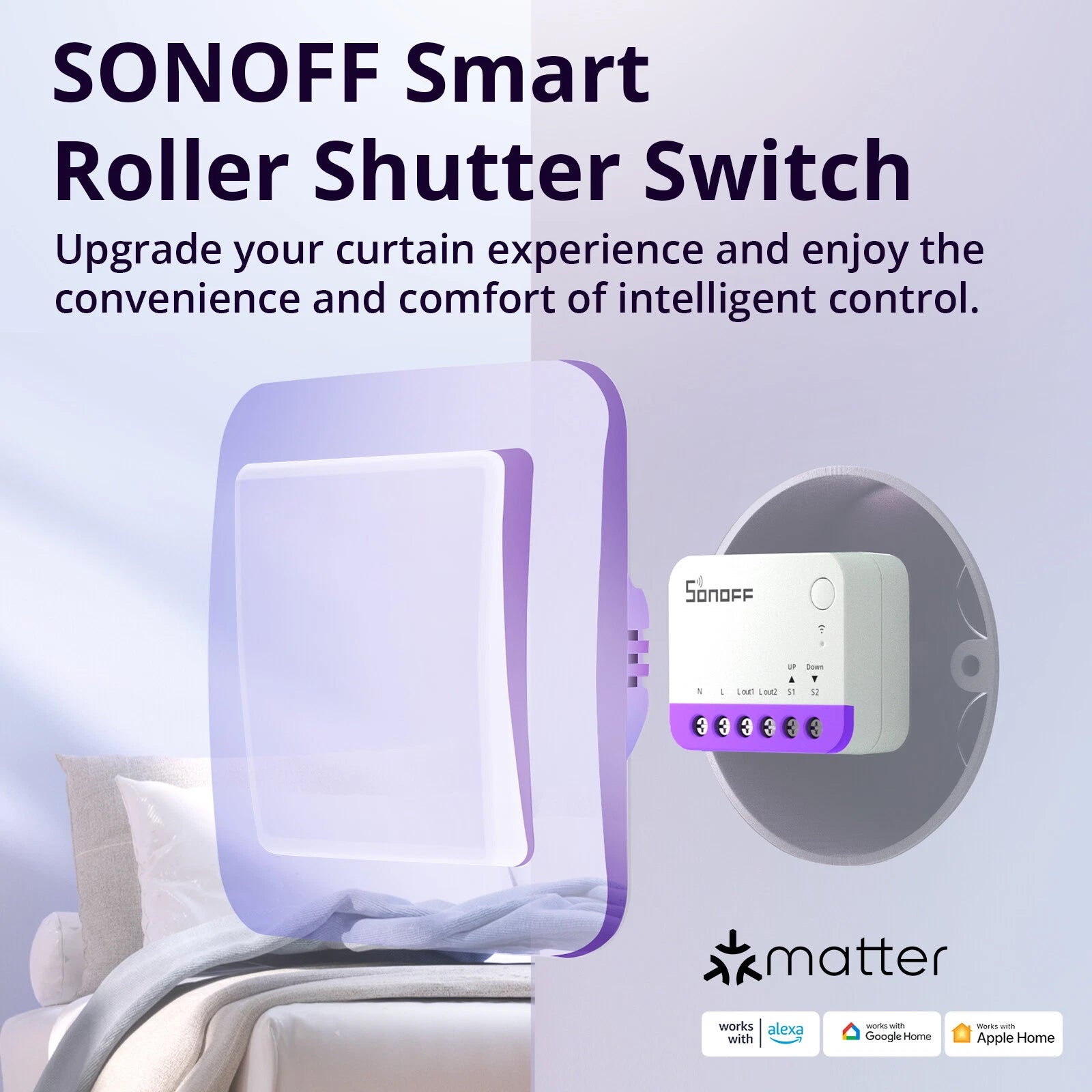 Sonoff MINI-RBS Wi-Fi Rollladen-Vorhangmodul eWeLink-Remote Matter kompatibel