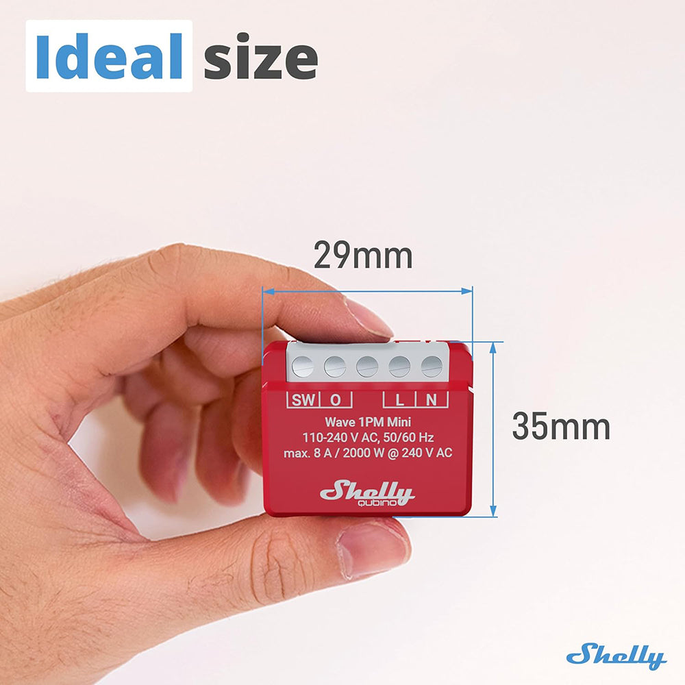 Shelly Wave 1PM MINI 1 Kanal Smart Switch mit Energiemessung 8A 240V AC Z-WAVE