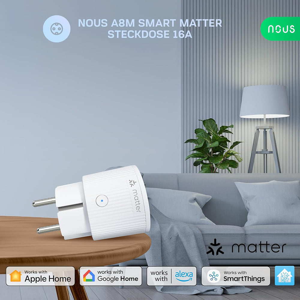 4X Nous A8M 16A 3840W Verbrauchsmessung Matter Smart Socket - Alexa - Google